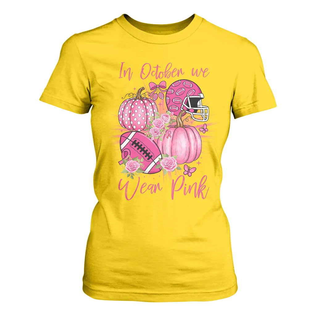 Football Breast Cancer Awareness T Shirt For Women In October We Wear Pink Gift TS12 Daisy Print Your Wear
