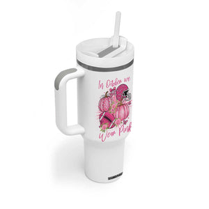 Football Breast Cancer Awareness Tumbler With Handle In October We Wear Pink Gift TS12 Print Your Wear