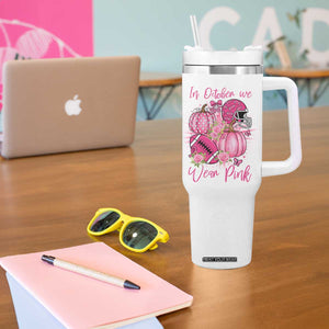 Football Breast Cancer Awareness Tumbler With Handle In October We Wear Pink Gift TS12 Print Your Wear