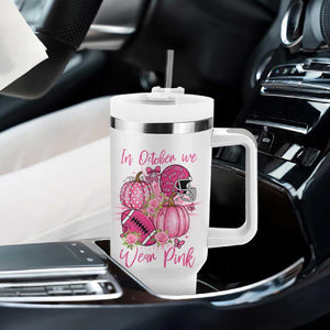 Football Breast Cancer Awareness Tumbler With Handle In October We Wear Pink Gift TS12 Print Your Wear