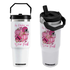 Football Breast Cancer Awareness Flip Straw Tumbler In October We Wear Pink Gift TS12 One Size: 30 oz White Print Your Wear