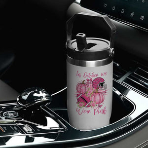 Football Breast Cancer Awareness Flip Straw Tumbler In October We Wear Pink Gift TS12 Print Your Wear