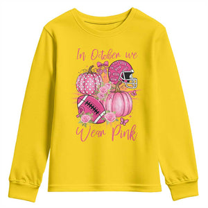 Football Breast Cancer Awareness Youth Sweatshirt In October We Wear Pink Gift TS12 Daisy Print Your Wear
