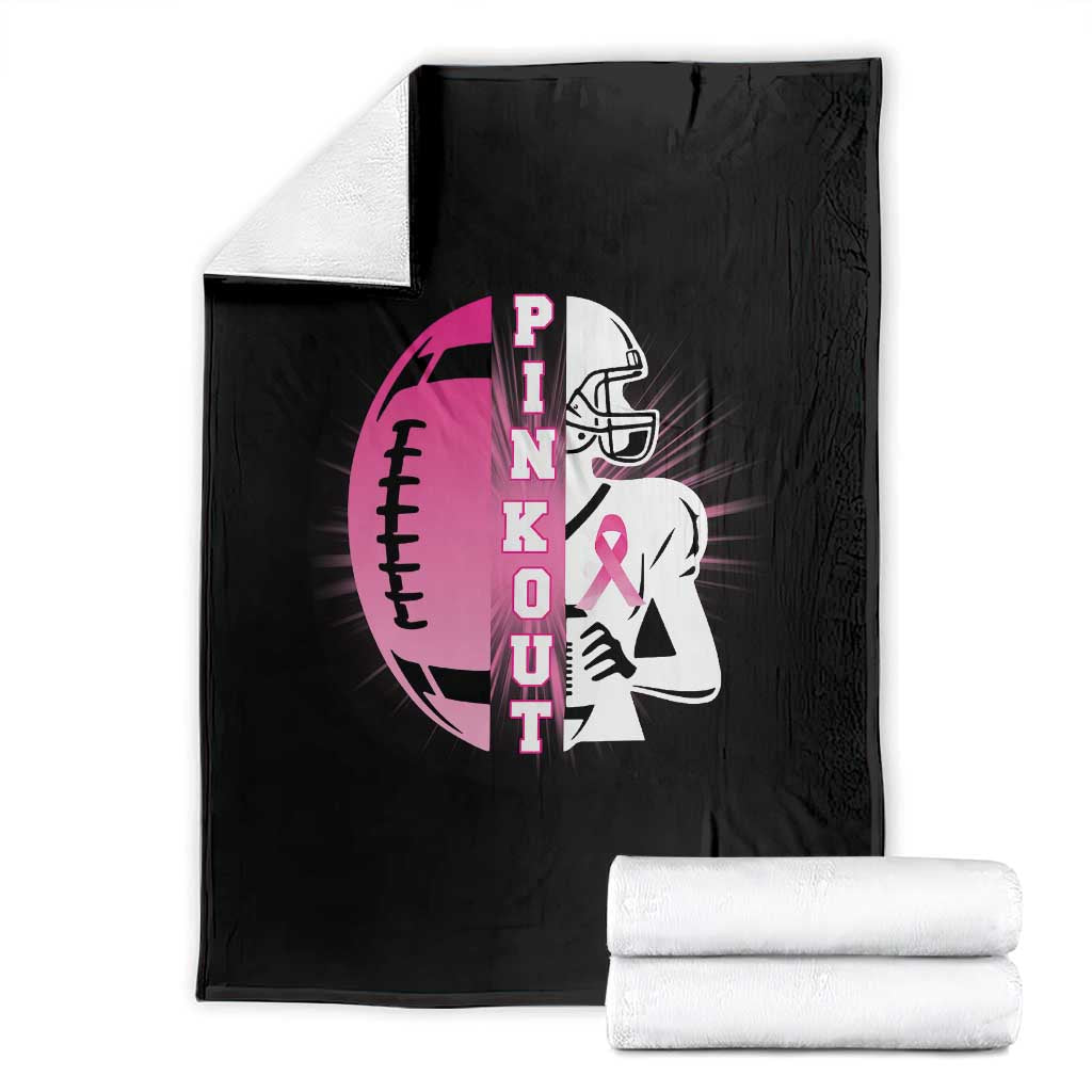 Pink Out Game Day Football Throw Blanket Breast Cancer Support TS12 Black Print Your Wear