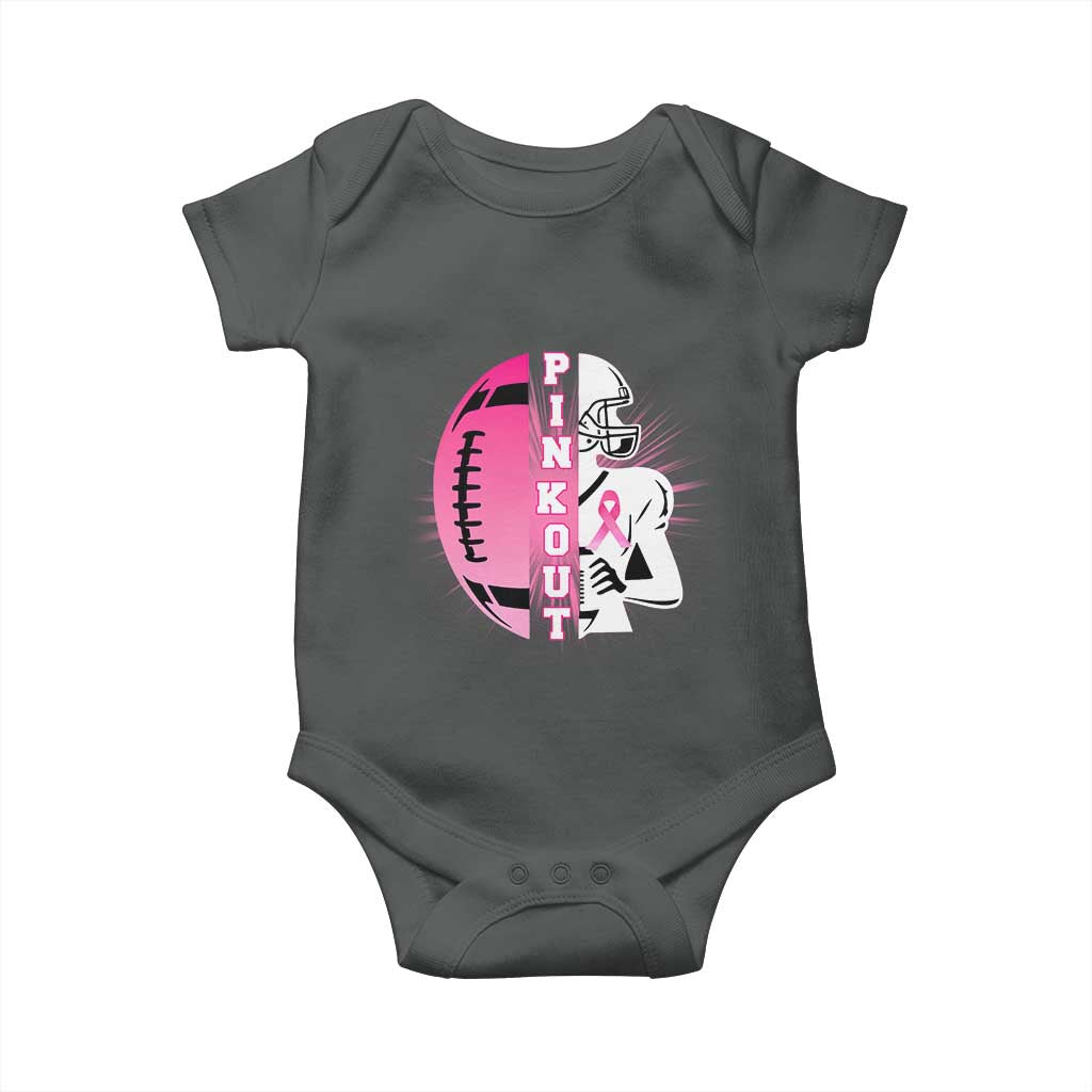 Pink Out Game Day Football Baby Onesie Breast Cancer Support TS12 Dark Heather Print Your Wear