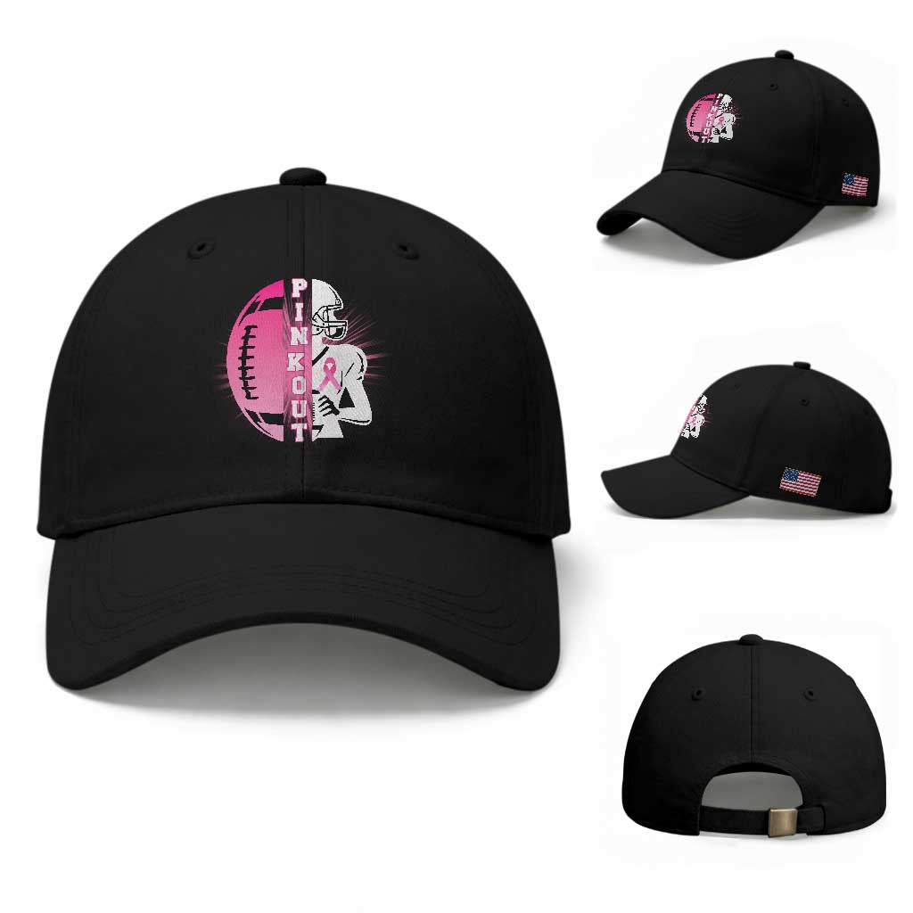 Pink Out Game Day Football Baseball Cap Breast Cancer Support TS12 Baseball Cap Universal Fit Black Print Your Wear