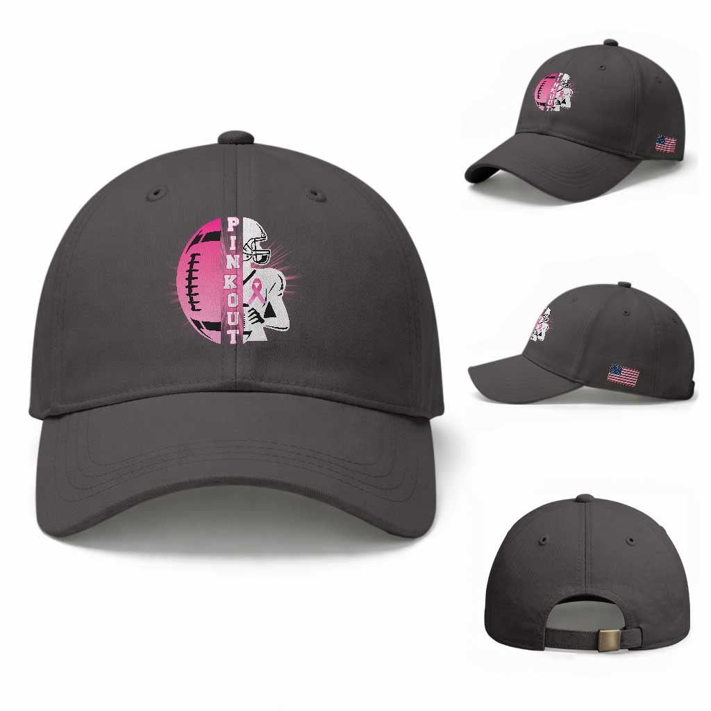Pink Out Game Day Football Baseball Cap Breast Cancer Support TS12 Baseball Cap Universal Fit Dark Gray Print Your Wear
