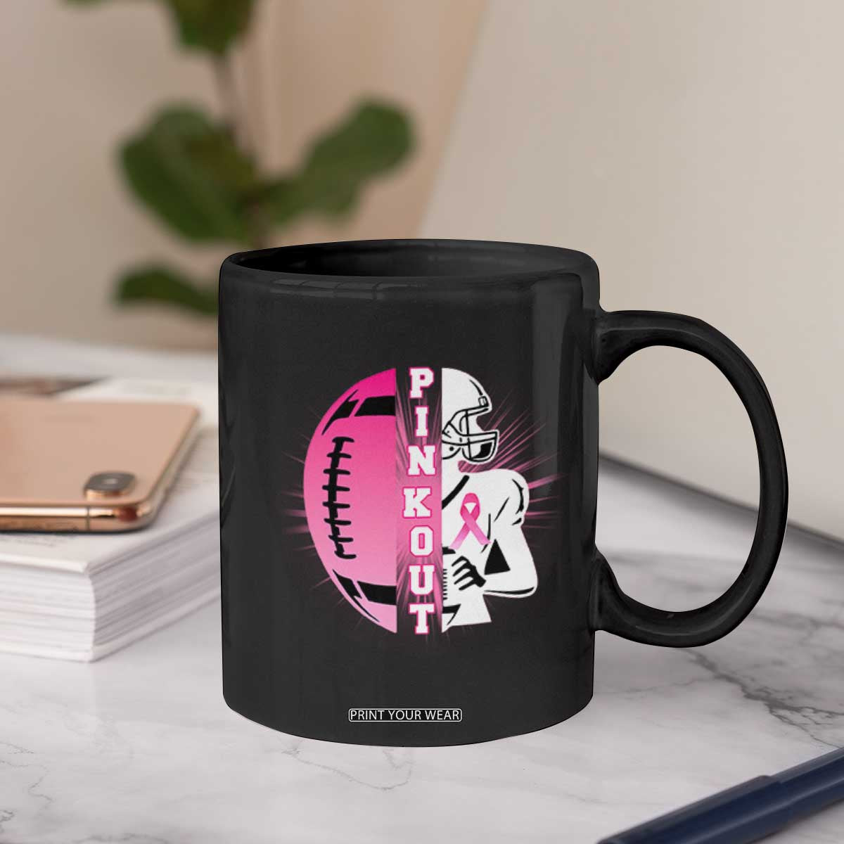 Pink Out Game Day Football Coffee Mug Breast Cancer Support TS12 Print Your Wear