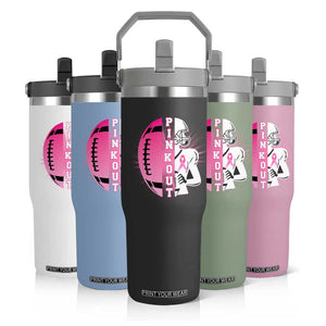 Pink Out Game Day Football Flip Straw Tumbler Breast Cancer Support TS12 Print Your Wear