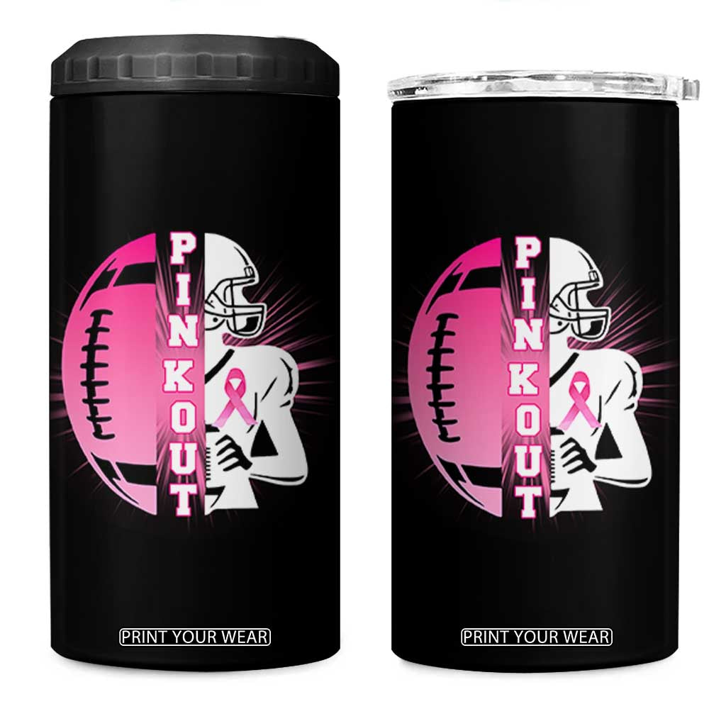 Pink Out Game Day Football 4 in 1 Can Cooler Tumbler Breast Cancer Support TS12 One Size: 16 oz Black Print Your Wear