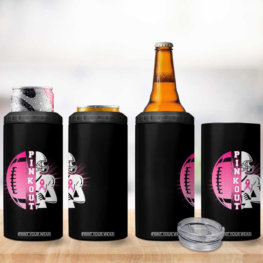 Pink Out Game Day Football 4 in 1 Can Cooler Tumbler Breast Cancer Support TS12 Print Your Wear