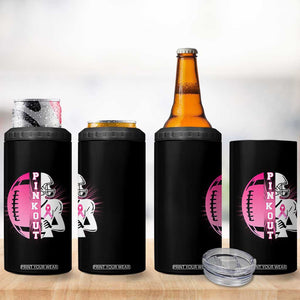 Pink Out Game Day Football 4 in 1 Can Cooler Tumbler Breast Cancer Support TS12 Print Your Wear