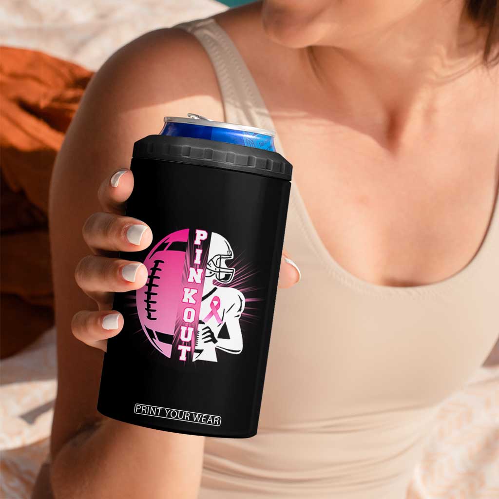 Pink Out Game Day Football 4 in 1 Can Cooler Tumbler Breast Cancer Support TS12 Print Your Wear