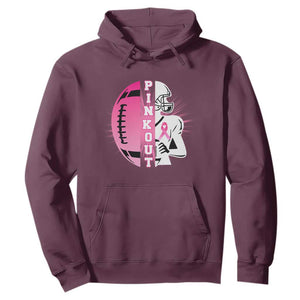 Pink Out Game Day Football Hoodie Breast Cancer Support TS12 Maroon Print Your Wear