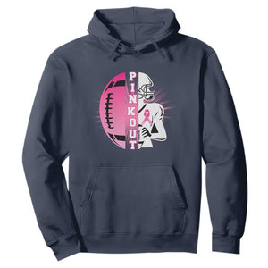 Pink Out Game Day Football Hoodie Breast Cancer Support TS12 Navy Print Your Wear