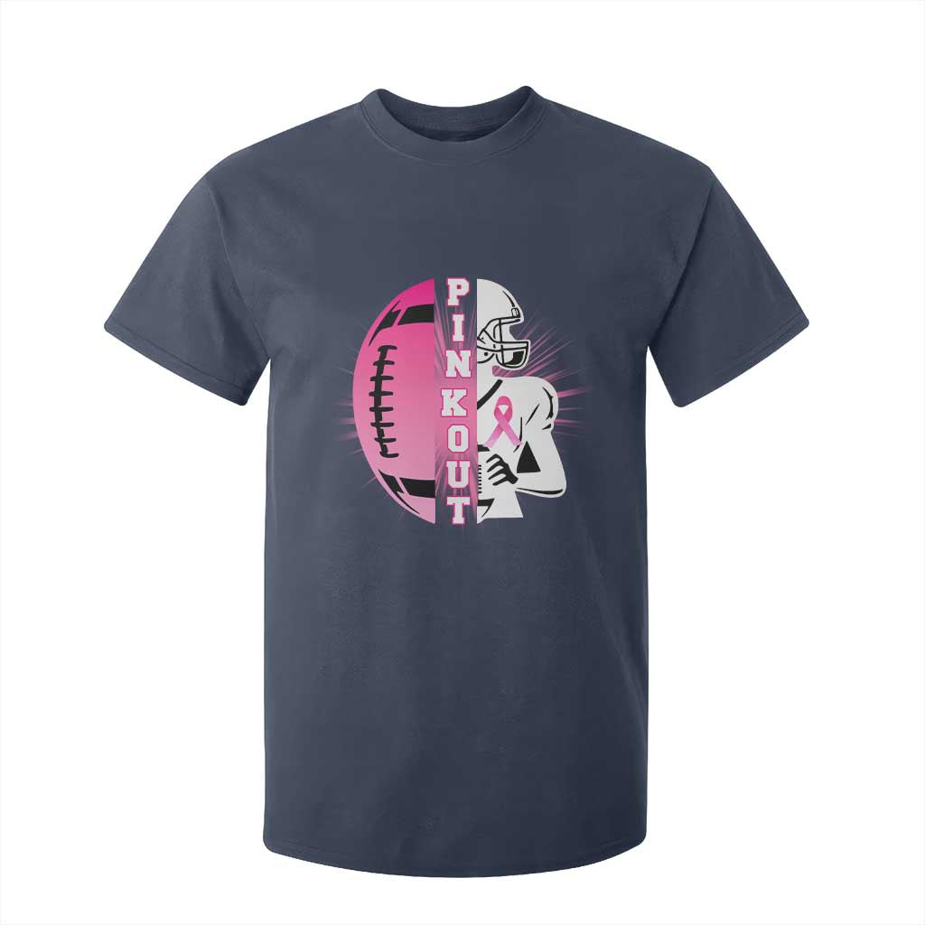 Pink Out Game Day Football T Shirt For Kid Breast Cancer Support TS12 Navy Print Your Wear