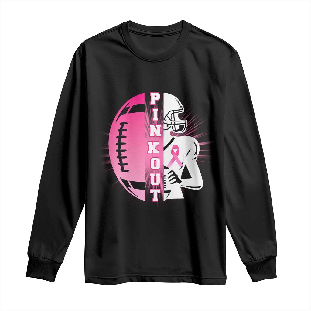 Pink Out Game Day Football Long Sleeve Shirt Breast Cancer Support TS12 Black Print Your Wear