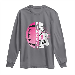 Pink Out Game Day Football Long Sleeve Shirt Breast Cancer Support TS12 Charcoal Print Your Wear