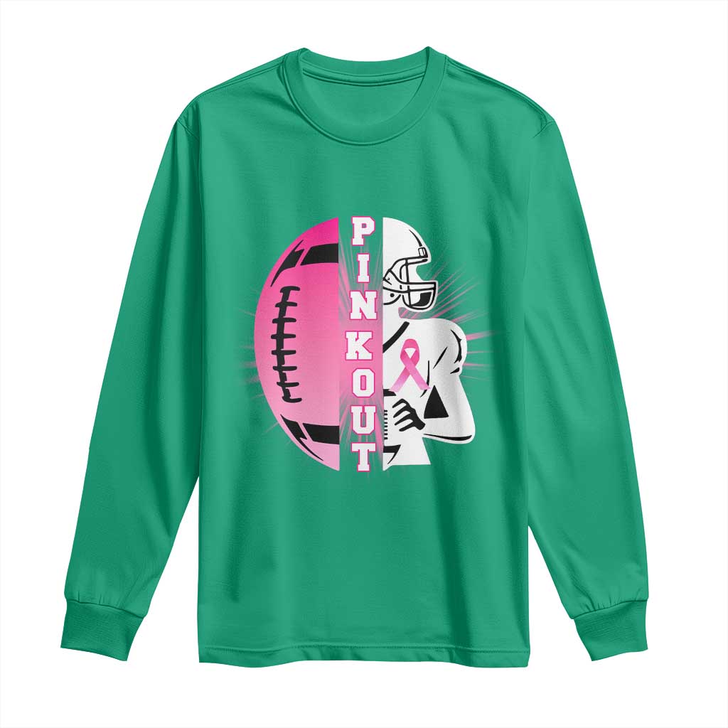 Pink Out Game Day Football Long Sleeve Shirt Breast Cancer Support TS12 Irish Green Print Your Wear