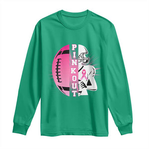 Pink Out Game Day Football Long Sleeve Shirt Breast Cancer Support TS12 Irish Green Print Your Wear