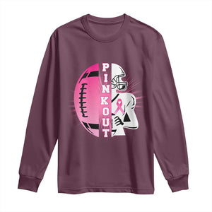 Pink Out Game Day Football Long Sleeve Shirt Breast Cancer Support TS12 Maroon Print Your Wear