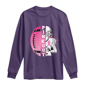 Pink Out Game Day Football Long Sleeve Shirt Breast Cancer Support TS12 Purple Print Your Wear