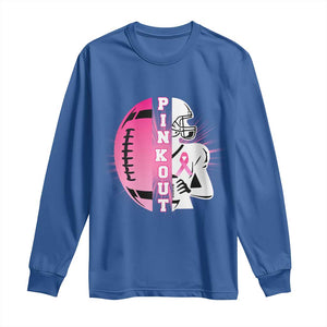 Pink Out Game Day Football Long Sleeve Shirt Breast Cancer Support TS12 Royal Blue Print Your Wear
