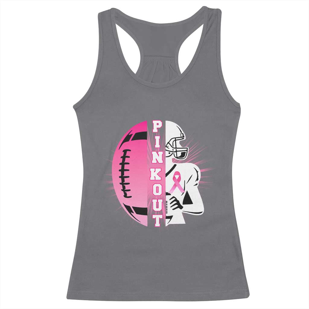 Pink Out Game Day Football Racerback Tank Top Breast Cancer Support TS12 Charcoal Print Your Wear