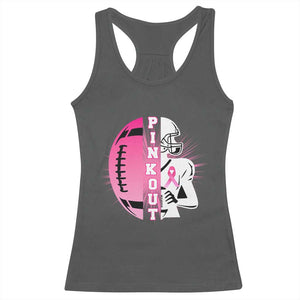 Pink Out Game Day Football Racerback Tank Top Breast Cancer Support TS12 Dark Heather Print Your Wear