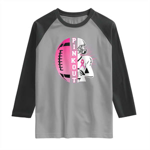 Pink Out Game Day Football Raglan Shirt Breast Cancer Support TS12 Sport Gray Black Print Your Wear