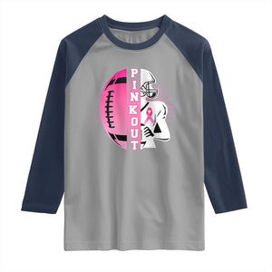 Pink Out Game Day Football Raglan Shirt Breast Cancer Support TS12 Sport Gray Navy Print Your Wear