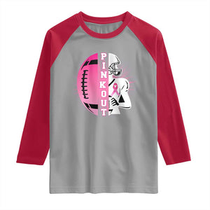 Pink Out Game Day Football Raglan Shirt Breast Cancer Support TS12 Sport Gray Red Print Your Wear
