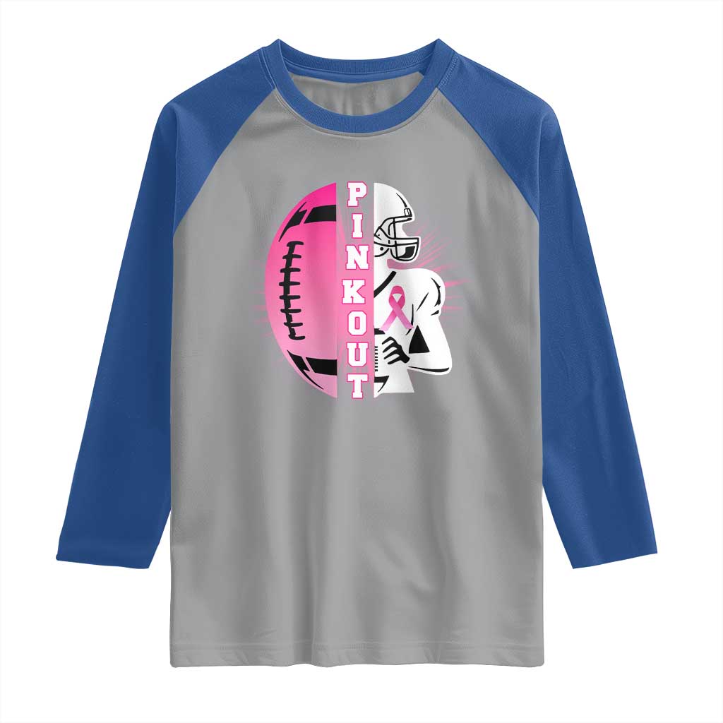 Pink Out Game Day Football Raglan Shirt Breast Cancer Support TS12 Sport Gray Royal Print Your Wear