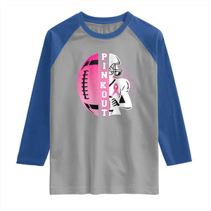 Pink Out Game Day Football Raglan Shirt Breast Cancer Support TS12 Sport Gray Royal Print Your Wear