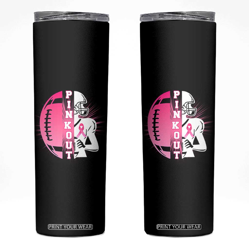 Pink Out Game Day Football Skinny Tumbler Breast Cancer Support TS12 Black Print Your Wear