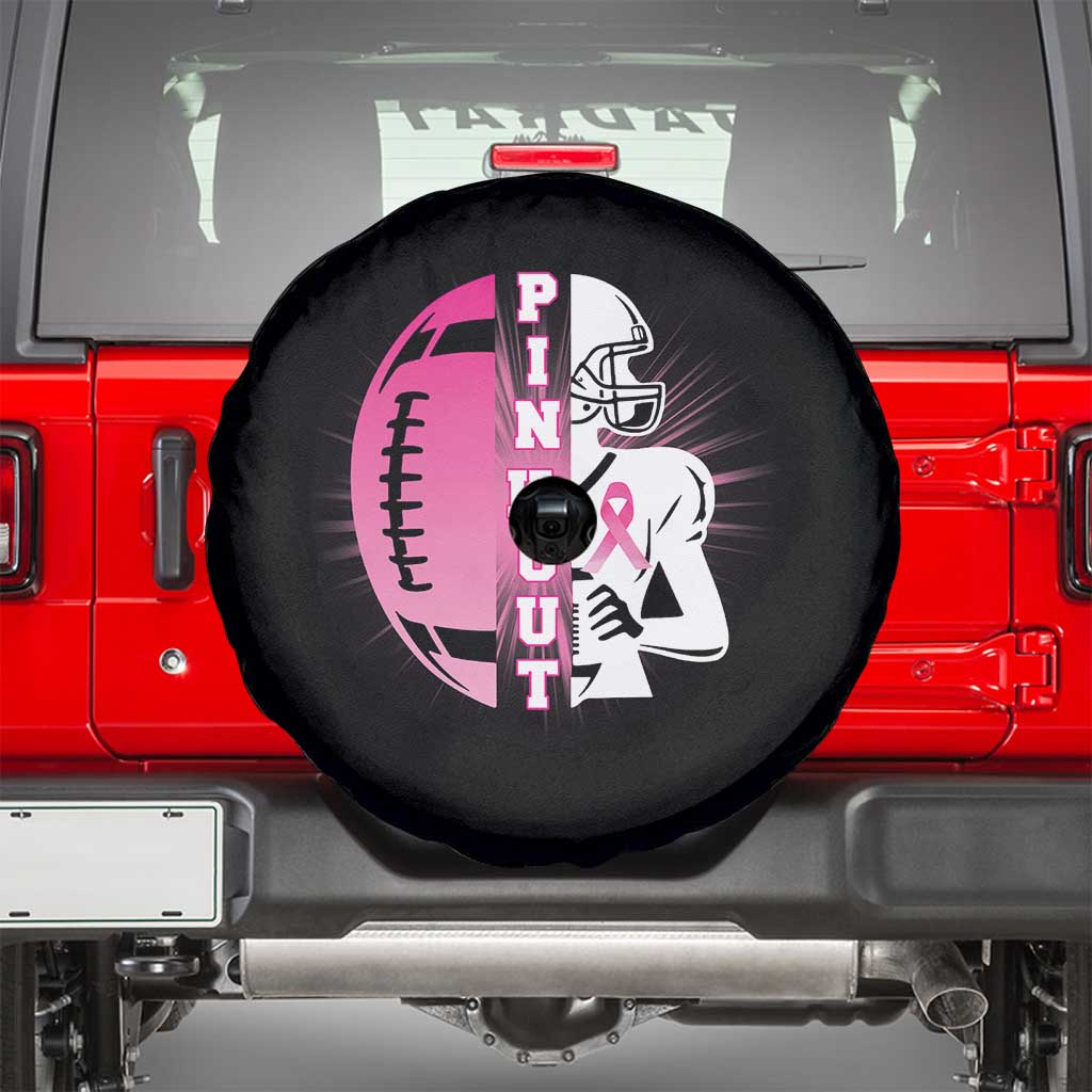 Pink Out Game Day Football Spare Tire Cover Breast Cancer Support TS12 Black Print Your Wear