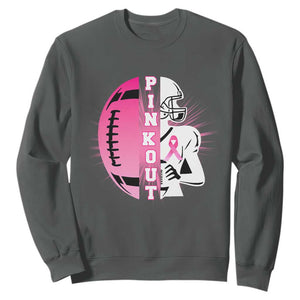 Pink Out Game Day Football Sweatshirt Breast Cancer Support TS12 Dark Heather Print Your Wear