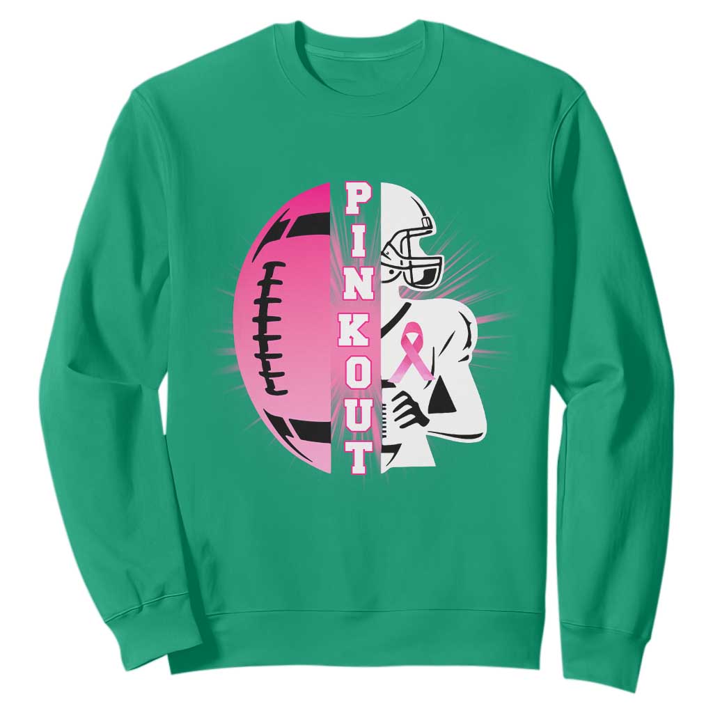Pink Out Game Day Football Sweatshirt Breast Cancer Support TS12 Irish Green Print Your Wear