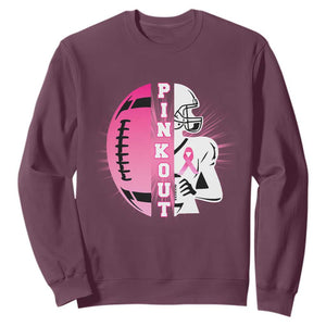 Pink Out Game Day Football Sweatshirt Breast Cancer Support TS12 Maroon Print Your Wear