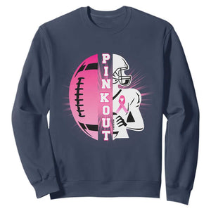 Pink Out Game Day Football Sweatshirt Breast Cancer Support TS12 Navy Print Your Wear