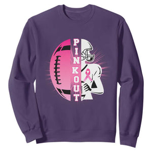 Pink Out Game Day Football Sweatshirt Breast Cancer Support TS12 Purple Print Your Wear