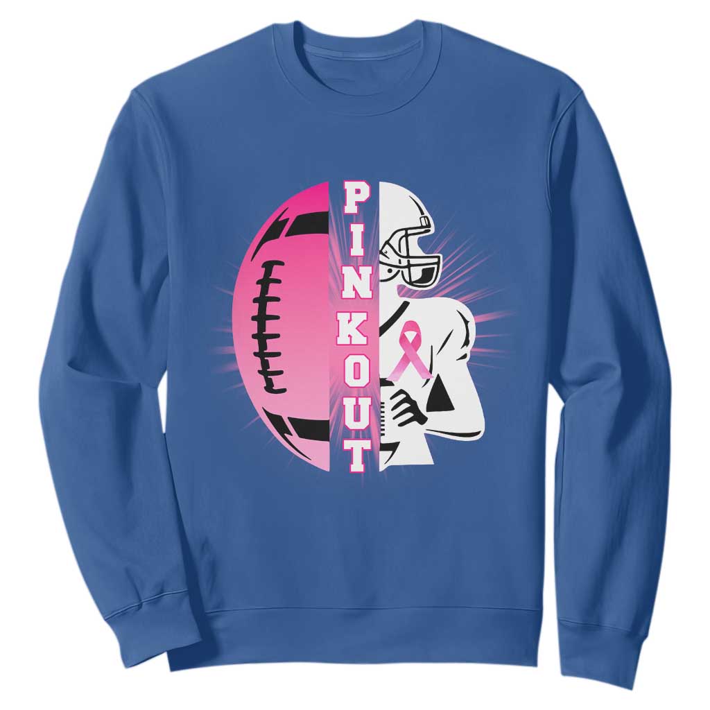Pink Out Game Day Football Sweatshirt Breast Cancer Support TS12 Royal Blue Print Your Wear