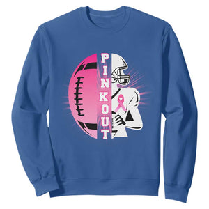 Pink Out Game Day Football Sweatshirt Breast Cancer Support TS12 Royal Blue Print Your Wear