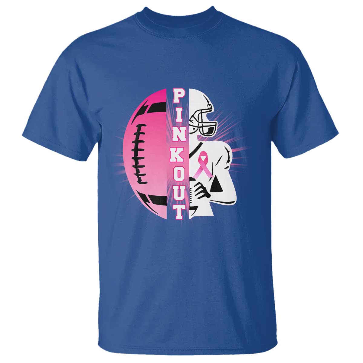 Pink Out Game Day Football T Shirt Breast Cancer Support TS12 Royal Blue Print Your Wear