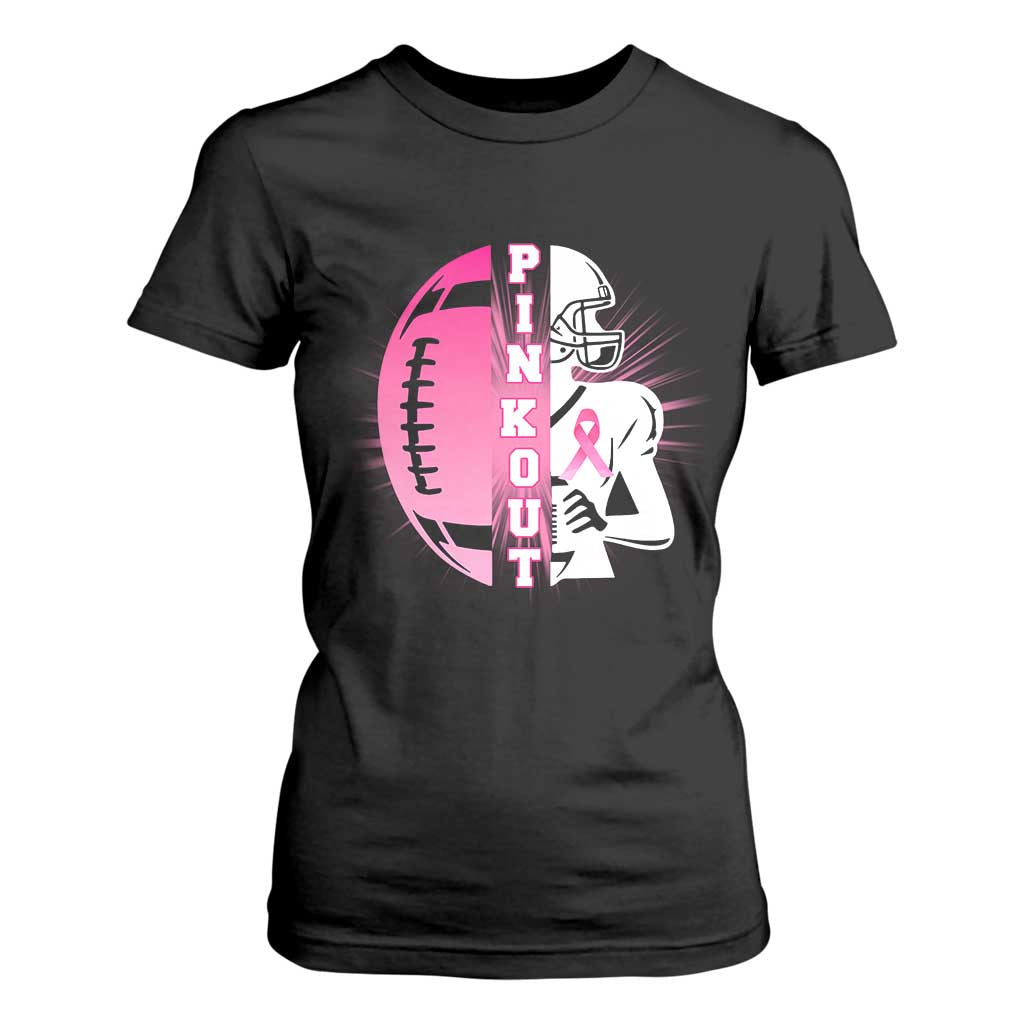 Pink Out Game Day Football T Shirt For Women Breast Cancer Support TS12 Black Print Your Wear