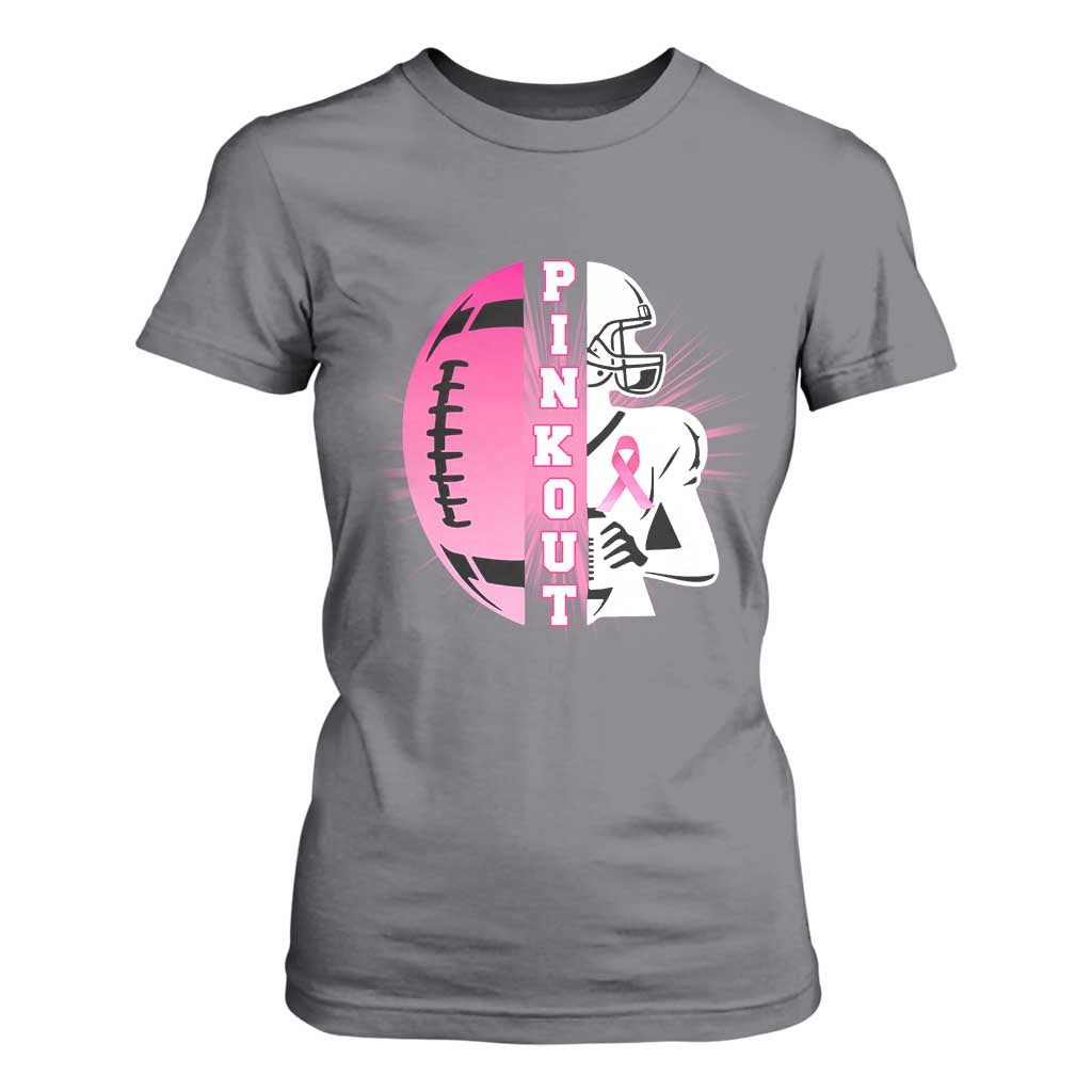 Pink Out Game Day Football T Shirt For Women Breast Cancer Support TS12 Charcoal Print Your Wear