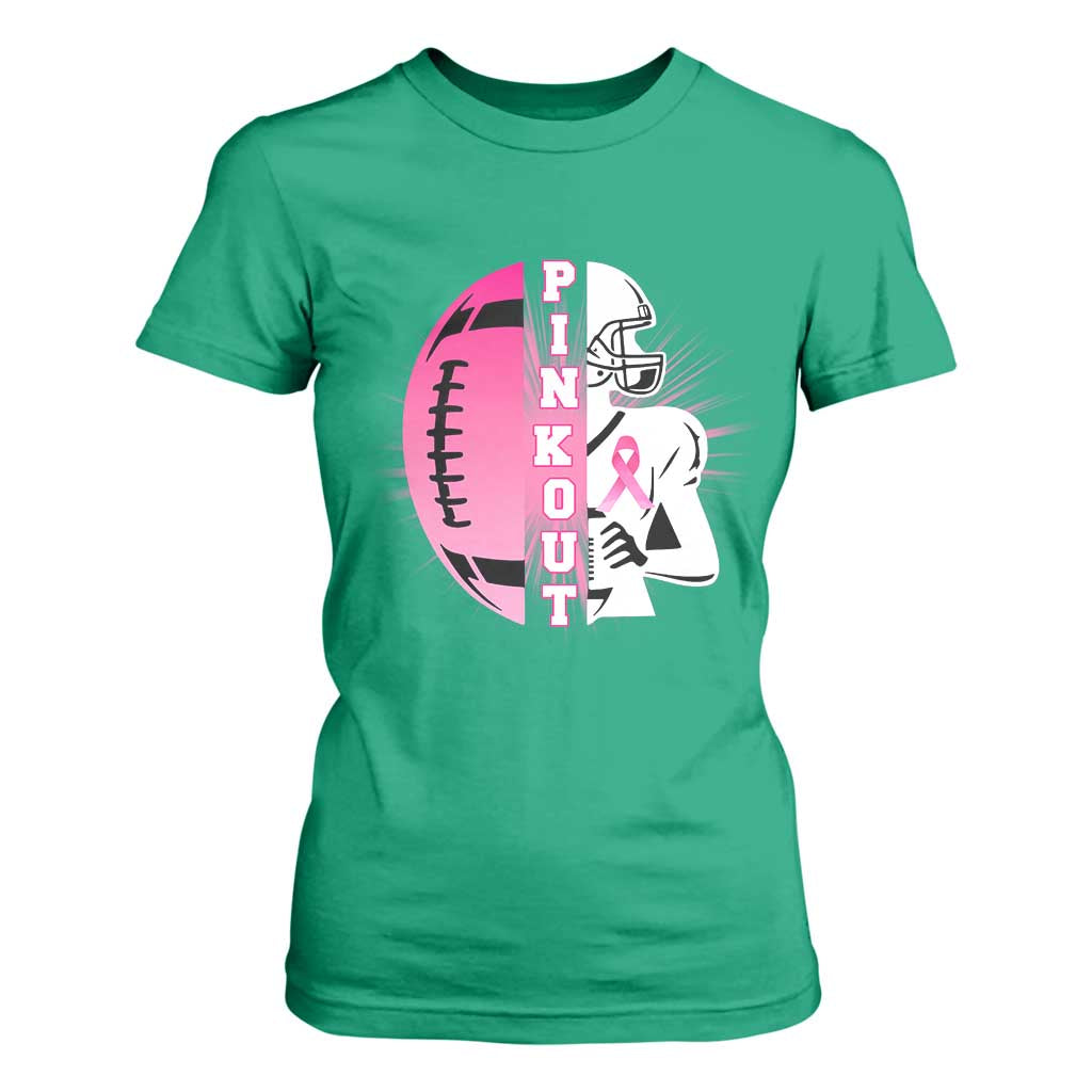 Pink Out Game Day Football T Shirt For Women Breast Cancer Support TS12 Irish Green Print Your Wear