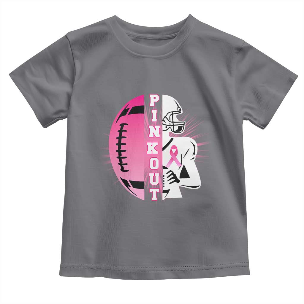 Pink Out Game Day Football Toddler T Shirt Breast Cancer Support TS12 Charcoal Print Your Wear