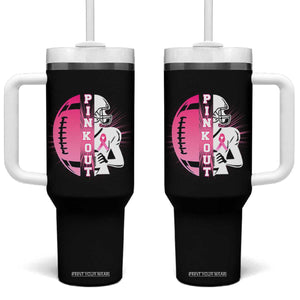 Pink Out Game Day Football Tumbler With Handle Breast Cancer Support TS12 One Size: 40 oz Black Print Your Wear