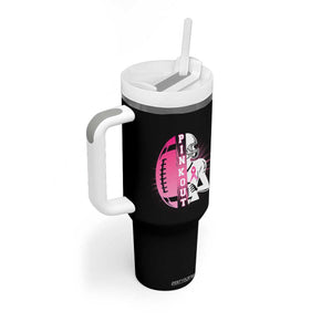 Pink Out Game Day Football Tumbler With Handle Breast Cancer Support TS12 Print Your Wear